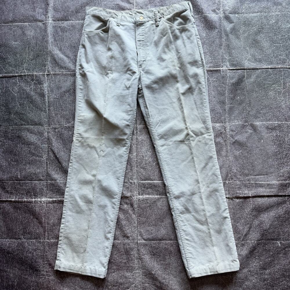 Men's Vintage 70's Rustler USA Light Gray Corduroy Western Jean Pants Sz 38 X 34